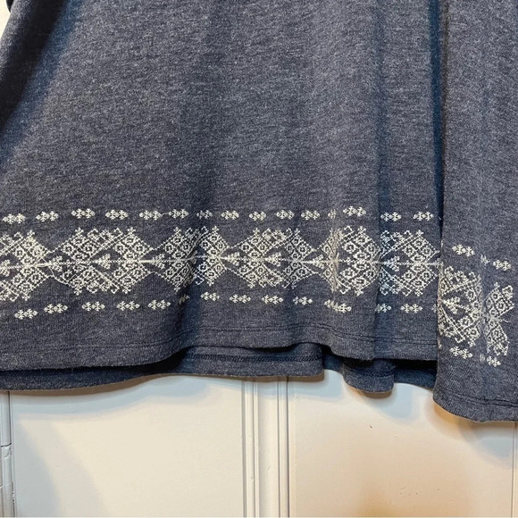 Easel Knit Tunic Swing‎ Dress Embroidered Detail Flare Sleeve Size Large - Picture 6 of 9